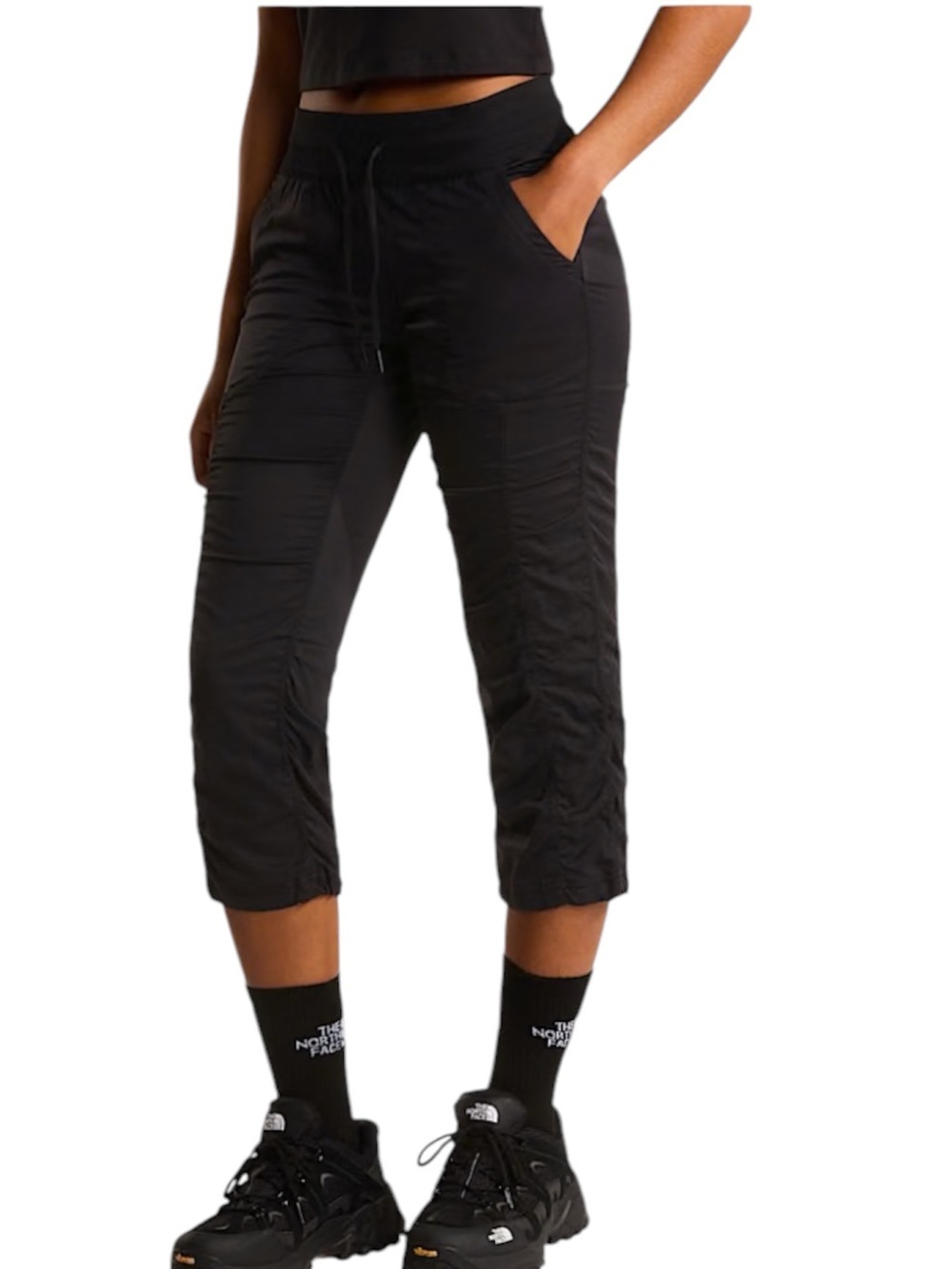 The North Face Aphrodite 2.0 Water Resistant Black Drawstring Jogger Capri Sz M - Picture 11 of 13